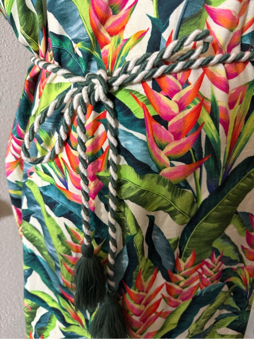 FARM Rio Green Multi Tropical Midi Dress with Tie-Waist - Picture 4 of 12